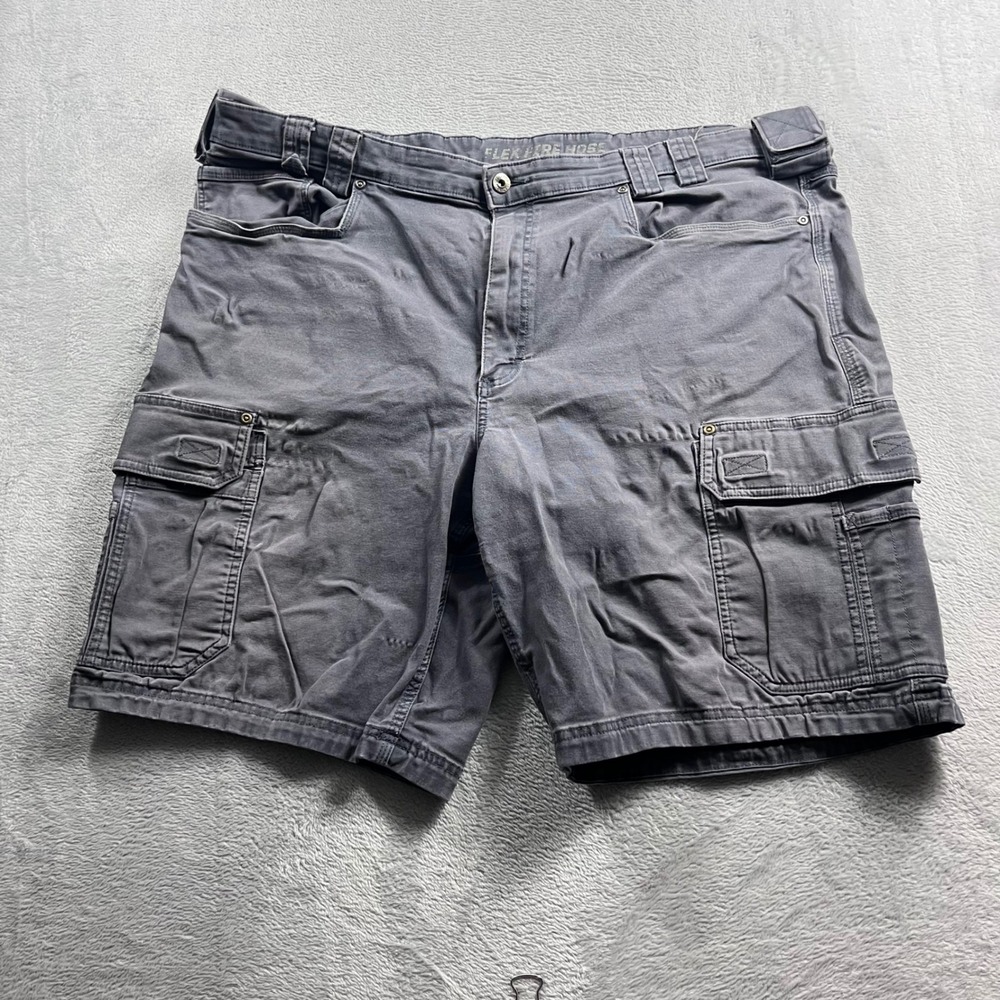 Duluth Trading Co Flex Fire Hose Mens Gray Cargo Shorts Size 46 Workwear Stretch